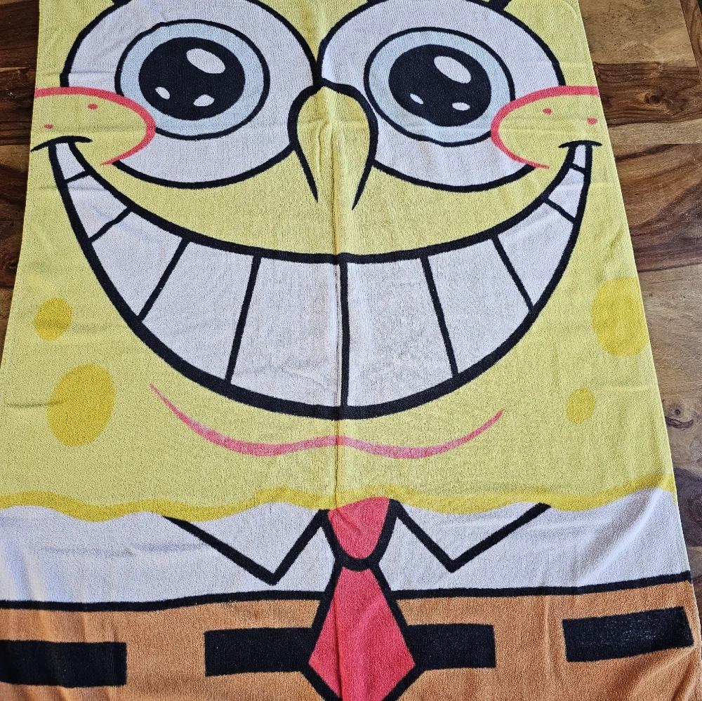 Vintage Nickelodeon SpongeBob SquarePants Yellow Beach Bath Towel 29